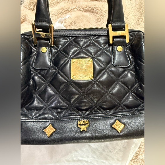 MCM Small Black Quilted Boston Handbag - Picture 4 of 6